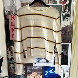 yellow & blue striped cashmere reformation sweater